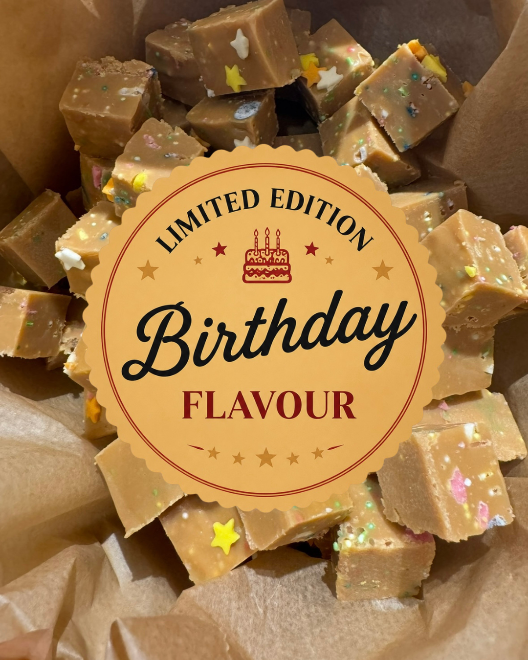 A Limited Edition Chocolate Birthday Cake Fudge - 100g Bag